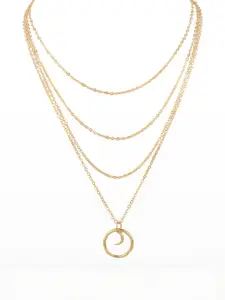 DressBerry Gold-Plated Multi Layered Chain with Moon Pendant