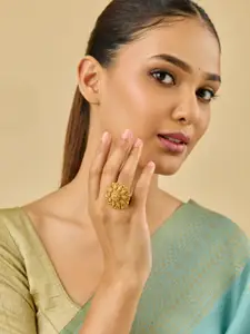 Kushal's Fashion Jewellery Gold-Plated Ethnic Antique Finger Ring
