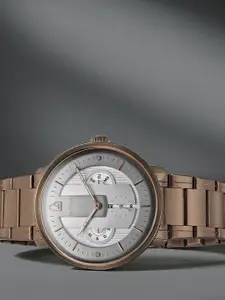 Titan Men Grey Patterned Dial & Brown Stainless Steel Symphony Analogue Watch-1882QM01