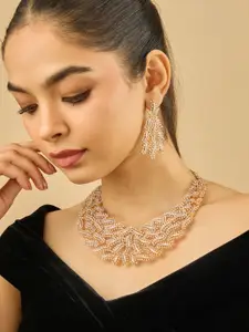 Kushal's Fashion Jewellery White Gold-Plated Party Zircon Necklace