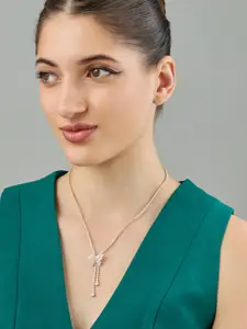 Kushal's Fashion Jewellery Women White Gold-Plated Party Zircon Trendy Necklace