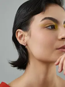 Kushal's Fashion Jewellery Rose Gold-Plated Contemporary Zircon Hoop Earrings