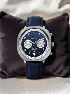 Titan Men Dial & Leather Straps Analogue Watch 10022SL01