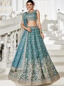 panchhi Embroidered Sequinned Semi-Stitched Lehenga & Unstitched Blouse With Dupatta