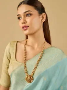 Kushal's Fashion Jewellery Ruby-Green Gold-Plated Ethnic Antique Necklace