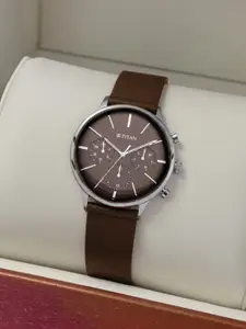 Titan Men Brown Dial & Brown Leather Straps Analogue Watch