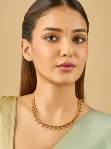 Kushal's Fashion Jewellery Gold-Plated Stone Studded Lakshmi Goddess Antique Necklace