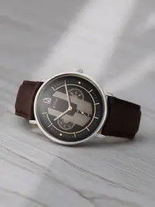 Titan Men Brown Dial & Brown Leather Straps Analogue Watch