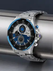 Titan Octane Men Blue & Silver-Toned Dial Chronograph Watch 90044KM03