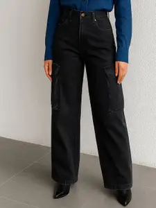 SASSAFRAS Women Comfort Cotton Slim Fit High-Rise Jeans