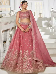 panchhi Embroidered Sequinned Semi-Stitched Lehenga & Unstitched Blouse With Dupatta