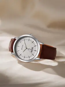 Titan Men Brass Dial & Leather Straps Analogue Watch1825SL15