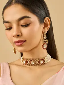 Kushal's Fashion Jewellery Ruby Victorian-Plated Ethnic Kundan Necklace