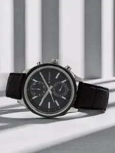 Titan Men Black Leather Analogue Watch 1733KL01