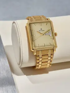 Titan Men Muted Gold-Toned Dial Watch NF1506YM02