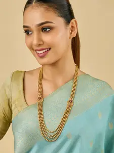 Kushal's Fashion Jewellery Gold-Plated Ruby Studded Antique Necklace