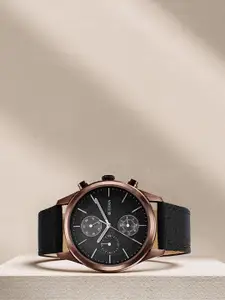 Titan Men Black Dial & Textured Straps Analogue Multi Function Watch - 1805QP01