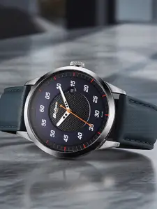 Titan Men Brass Printed Dial & Leather Straps Analogue Watch 1806SL14