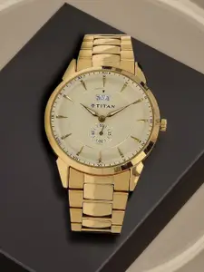 Titan Men Muted Gold-Toned Dial Watch NF1521YM02
