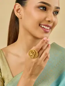 Kushal's Fashion Jewellery Gold-Plated Ethnic Antique Finger Ring