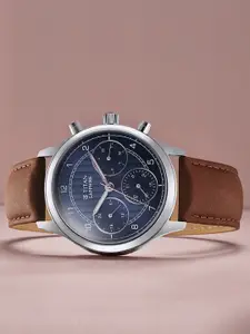 Titan Men Textured Dial & Leather Straps Analogue Watch 1874SL06