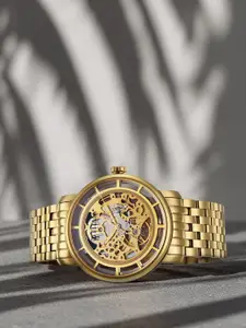 Titan Men Skeleton Dial & Stainless Steel Bracelet Style Straps Analogue Watch 90158YM01