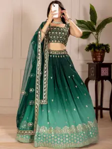 ODETTE Floral Embroidered Semi-Stitched Lehenga Choli With Dupatta