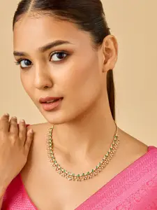 Kushal's Fashion Jewellery Gold-Plated Zircon Studded Necklace