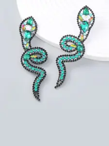 AVANT-GARDE PARIS Rhodium-Plated Rhinestone Snake Shaped Drop Earrings
