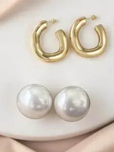 VAGHBHATT Set Of 2 Gold-Plated Half Hoop Earrings