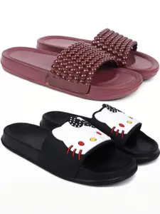 Pampy Angel Pack of 2  Women Embellished Sliders