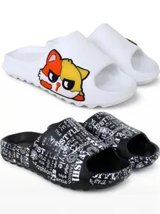 Pampy Angel Men Set Of 2 Printed Rubber Slip-On Flip Flops