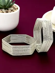 FEMMIBELLA Set Of 24 Silver-Plated Hexagon Shaped Bangles