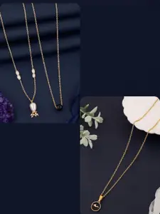 DressBerry Women Pack Of 3 Gold-Plated Necklaces