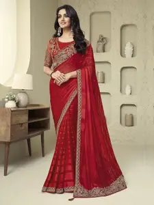 Trendmalls Striped Sequinned Pure Chiffon Saree