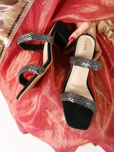 Lavie Women Embellished Party Open Toes Suede Block Heels