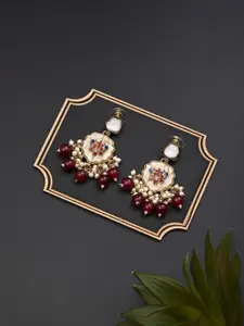 Anvik Gold-Plated Kundan Contemporary Drop Earrings