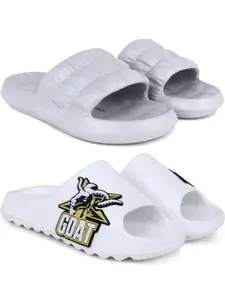 Pampy Angel Men Grey & White Pack of 2 Rubber Sliders