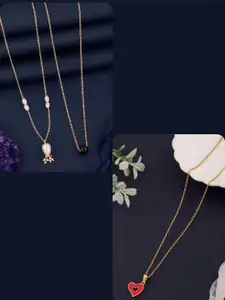 DressBerry Set of 3 Gold-Plated Necklace