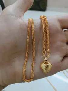 goticreation Women Brass Gold-Plated Heart Shaped Pendant With S-Hook Chain