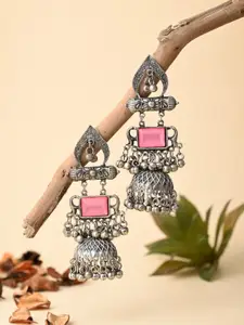 Anvik Silver-Plated Dome Shaped Jhumkas Earrings