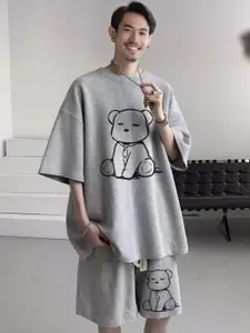 StyleCast Printed Round Neck T-shirt With Shorts Co-Ords