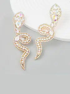 AVANT-GARDE PARIS Gold-Plated Rhinestone Snake Shaped Chunky Drop Earrings