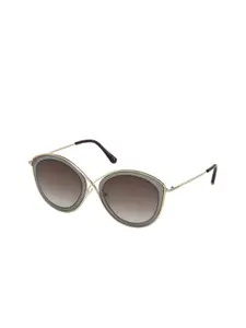 Tom Ford Women Grey Lens & Gold-Toned Cateye Sunglasses with