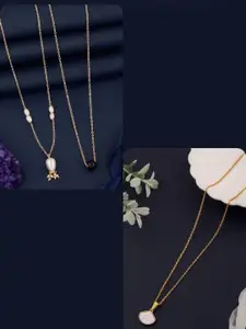 DressBerry Set of 3 Gold-Plated Necklace