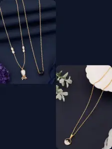 DressBerry Set of 3 Gold-Plated Multi-Color Necklace