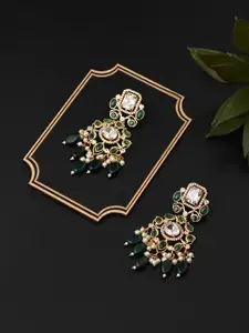 Anvik Gold-Plated American Diamond Contemporary Chandbalis Earrings