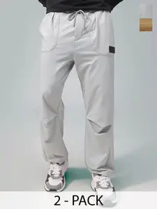 MADSTO Pack Of 2 Straight Fit Sports Cargos Trousers