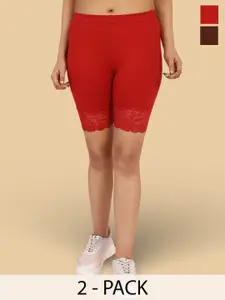 Jinfo Women Pack Of 2 Skinny Fit Cycling Sports Shorts