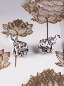 SALTY Silver-Plated Tusker Animal Shaped Studs Earrings